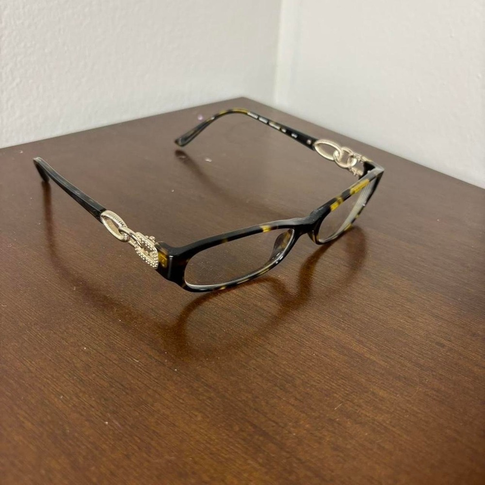 Bebe eyeglasses frames tortoise with a gold wear hardwear chains/sides Y2K style